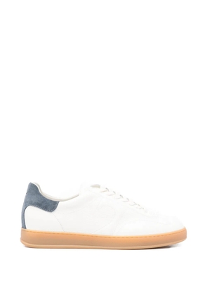 Tagliatore suede-panelled grained-leather sneakers - White