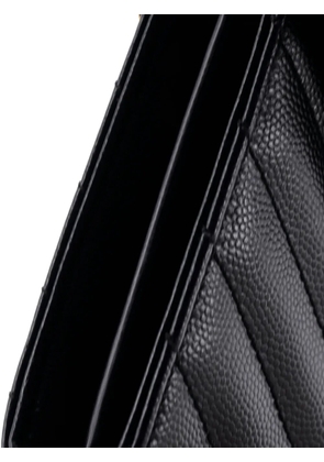 Saint Laurent Pre-Owned Classic Monogram Wallet on Chain Matelasse Chevron Leather Medium crossbody bag - Black