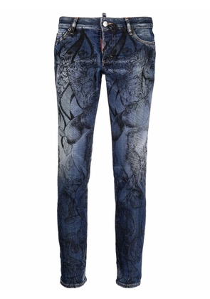 DSQUARED2 floral-print skinny jeans - Blue