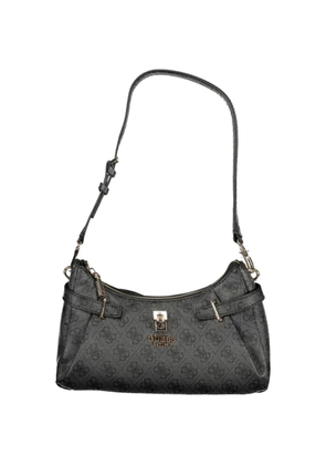 GUESS USA monogram-print pebbled shoulder bag - Black
