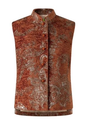 Shanghai Tang floral-jacquard gilet - Brown