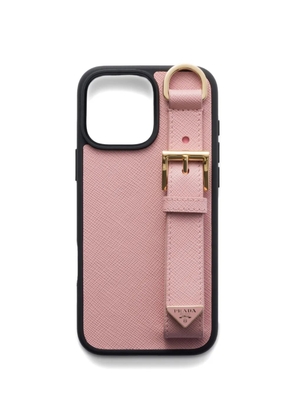 Prada Saffiano leather case for iPhone 16 Pro Max - Pink