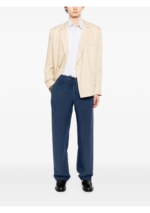 120% Lino drawstring-waist linen trousers - Blue