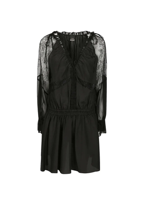 PINKO lace-panelled ruffled mini dress - Black