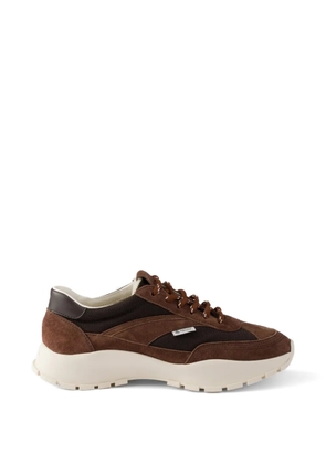 Prada mesh fabric and suede sneakers - Brown