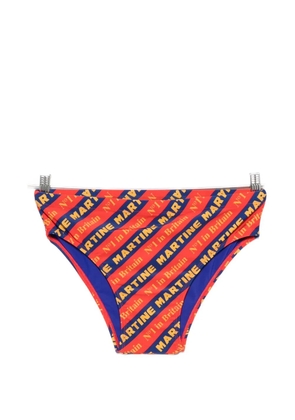 Martine Rose logo-print striped swim trunks - Red