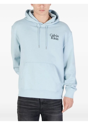 Calvin Klein logo-print drawstring hoodie - Blue