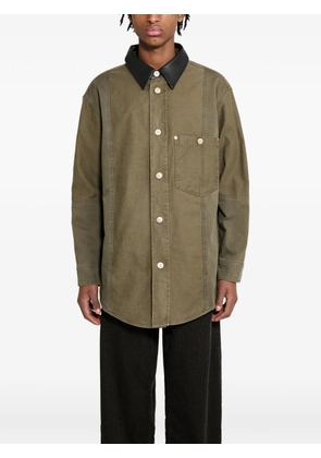 Wales Bonner Brixton leather-collar jacket - Green