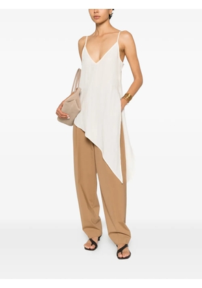 Covert asymmetric-hem V-neck top - Neutrals