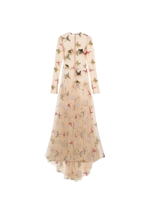 Blumarine butterfly-embroidered maxi dress - Neutrals