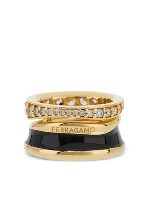 Ferragamo crystal enamel band ring - Gold