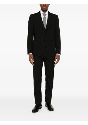 Lardini peak-lapel flower-pin blazer - Black