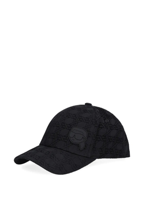 Karl Lagerfeld monogram-pattern logo-patch cap - Black