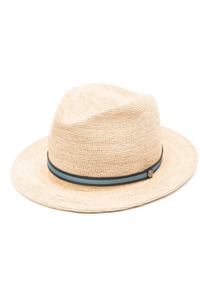 Borsalino grosgrain-ribbon straw hat - Neutrals