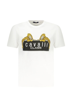 Cavalli Class leopard-graphic print T-shirt - White