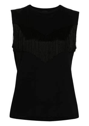 PINKO fringed cotton tank top - Black