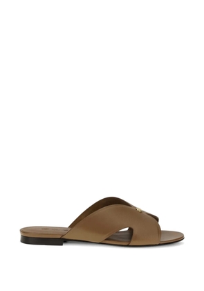 Loro Piana Vera crossover mules - Brown