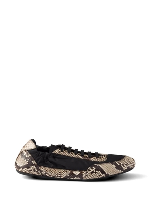 Prada Collapse Re-Nylon and printed Ayers leather sneakers - Black
