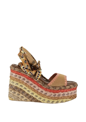 Kurt Geiger Chelsea scarf wedge heel sandals - Neutrals