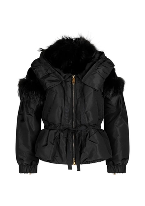 Prada Pre-Owned fur-trim drawstring jacket - Black