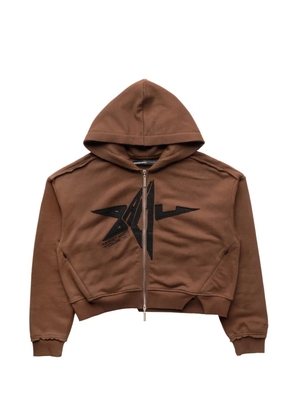 Spencer Badu appliqué zip hooded sweatshirt - Brown