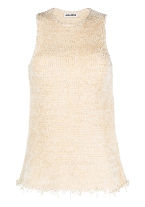 Jil Sander frayed knitted top - Neutrals