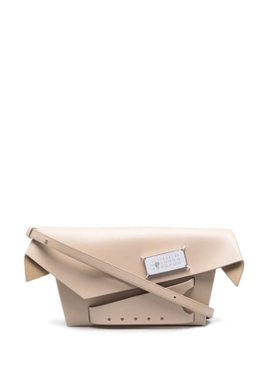 Maison Margiela Snatched leather clutch bag - Neutrals