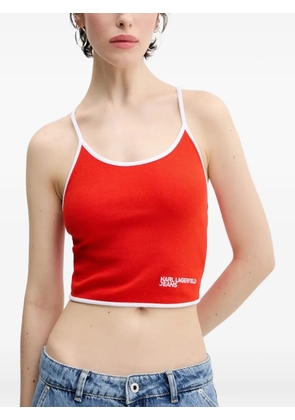 Karl Lagerfeld Jeans contrasting-trim lace-up crop top - Red