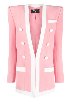 Balmain contrasting-trim structured-shoulder blazer - Pink