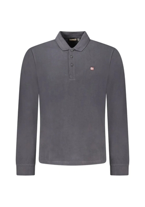 Napapijri long-sleeve logo-embroidered polo shirt - Grey