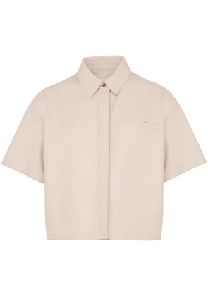 Yves Salomon cropped leather overshirt - Neutrals