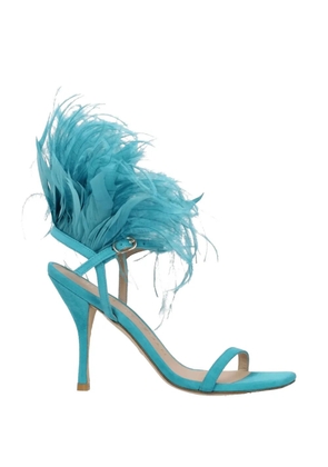 Stuart Weitzman Plume 100 feather-trim suede sandals - Blue