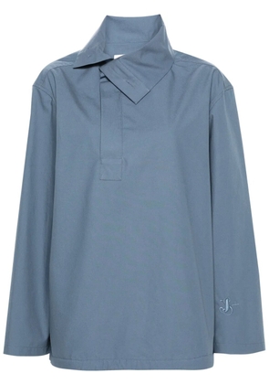Jil Sander logo-embroidered cotton blouse - Blue