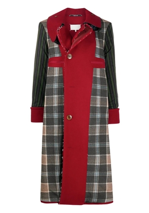 Maison Margiela check panelled midi coat - Green