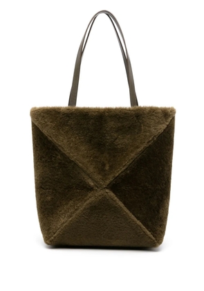 LOEWE medium Puzzle Fold shearling tote bag - Green