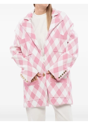 Balmain chech-print oversized coat - Pink