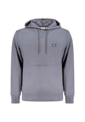 Calvin Klein logo-patch cotton hoodie - Blue