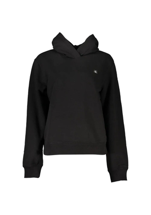 Calvin Klein cropped logo-patch hoodie - Black