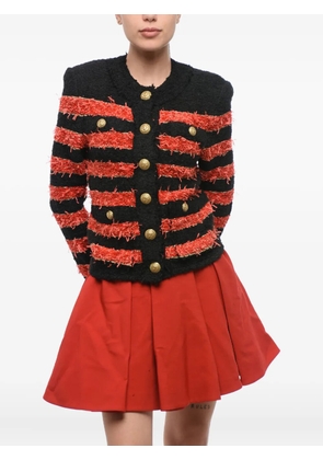 Balmain striped button-embellished cardigan - Red
