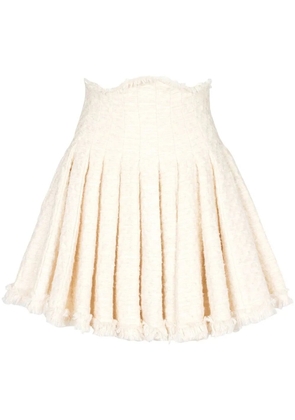 Balmain pleated tweed skirt - White