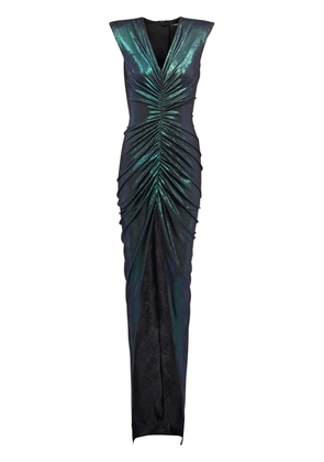 Balmain glittered ruched dress - Green