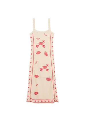 Claudie Pierlot floral-print scalloped-hem knitted dress - Neutrals