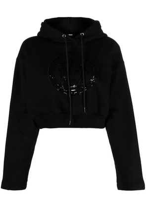 Versace Medusa Head-embellished cropped hoodie - Black