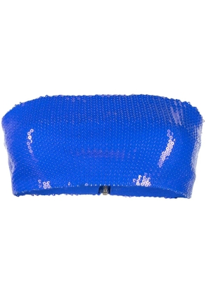 David Koma sequin-embellished strapless crop top - Blue