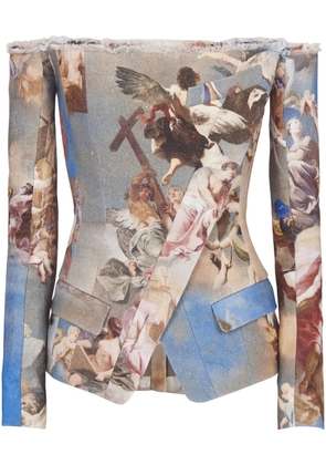 Balmain Sky-print off-the-shoulder jacket - Multicolour