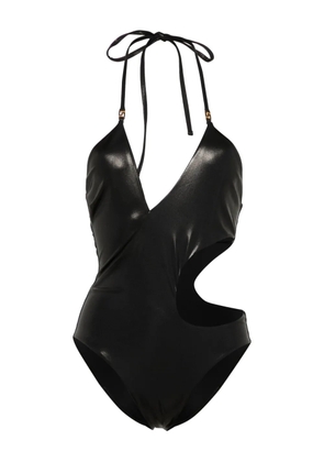 Versace Greca cut-out halterneck swimsuit - Black