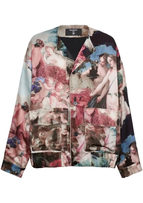Balmain painting-print satin jacket - Pink