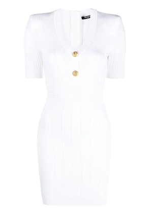 Balmain ribbed-knit mini dress - White