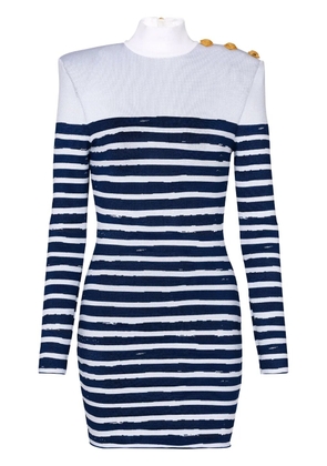Balmain striped-print mini dress - White