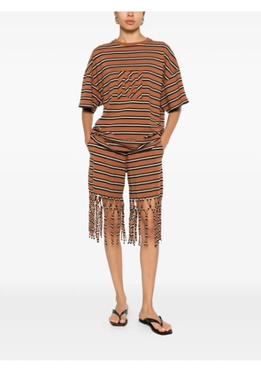 Nanushka Wren monogram-patch striped T-shirt - Brown